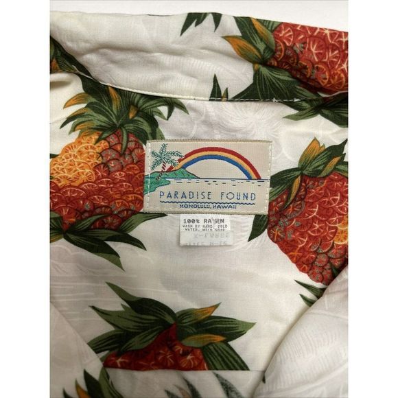 Paradise Found Mens Size XL Pineapple All Over Print Vintage Hawaiian Shirt - Picture 3 of 6